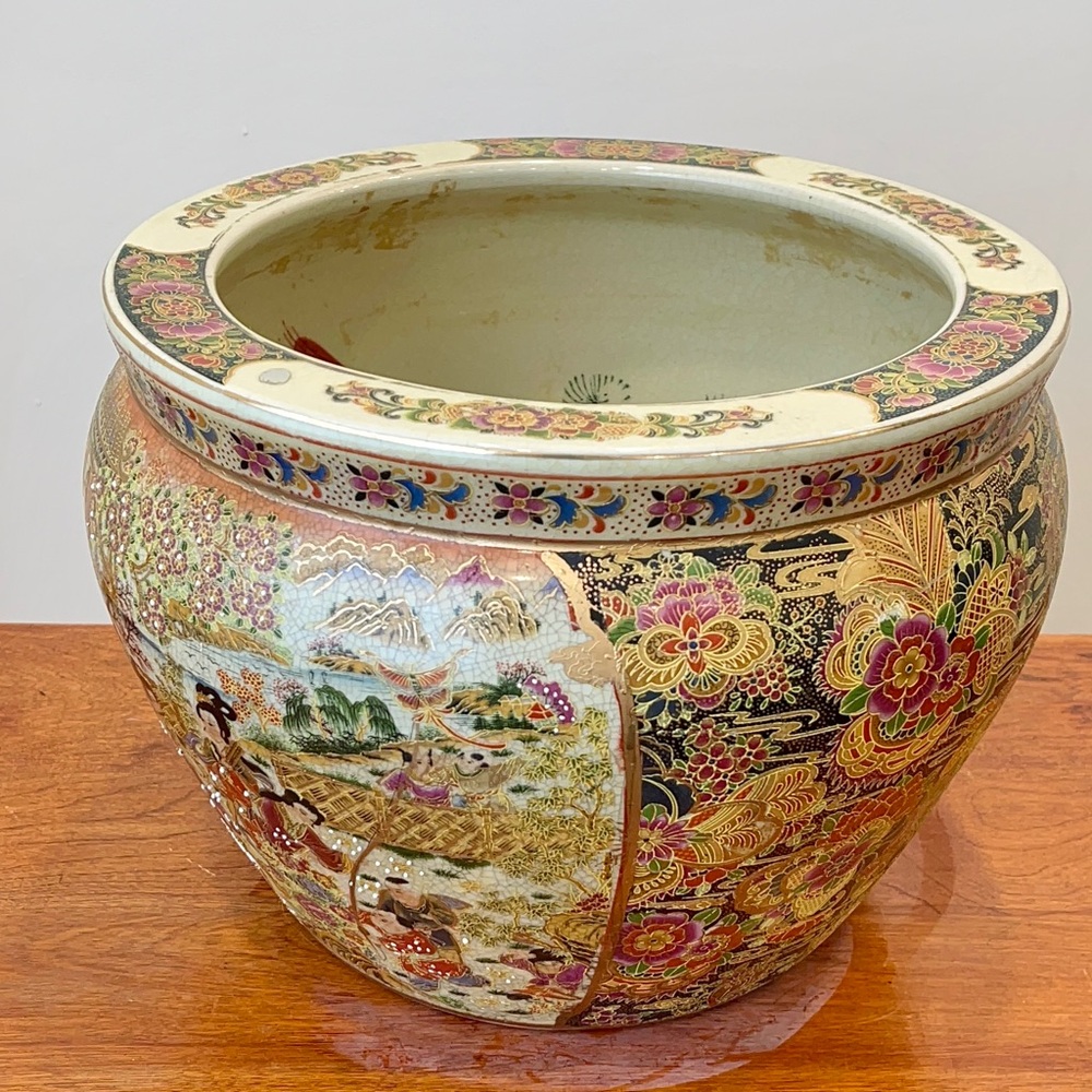 Decorative Floral Porcelain Jardiniere - Multicolor